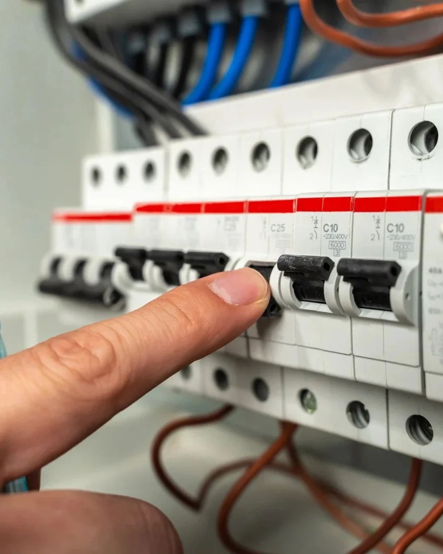 Safety switch (RCD) being tested on an upgraded switchboard