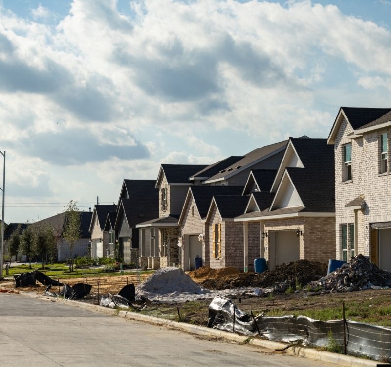 New subdivision homes with electrical and power connections