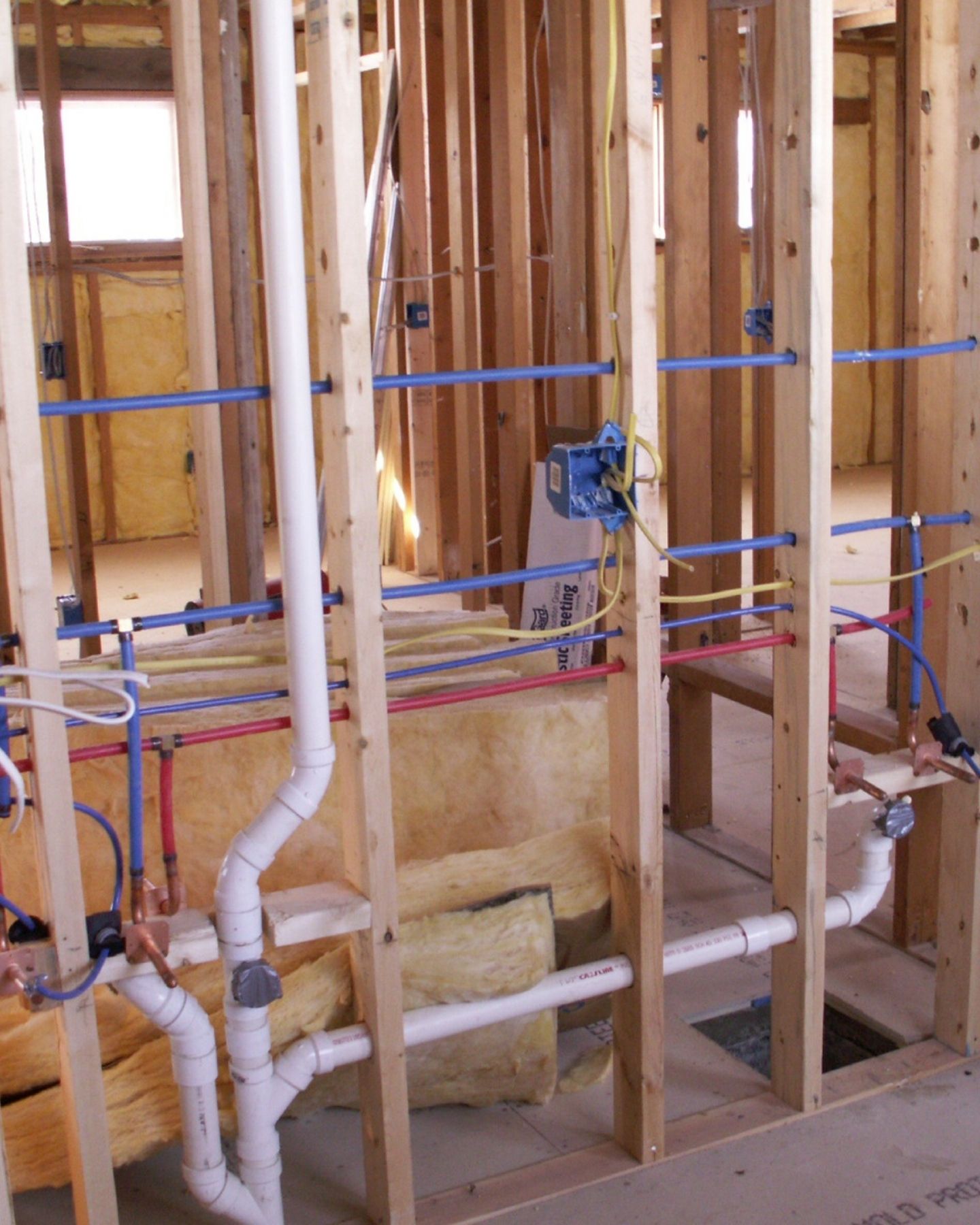 Electrical rough-in on a new build frame